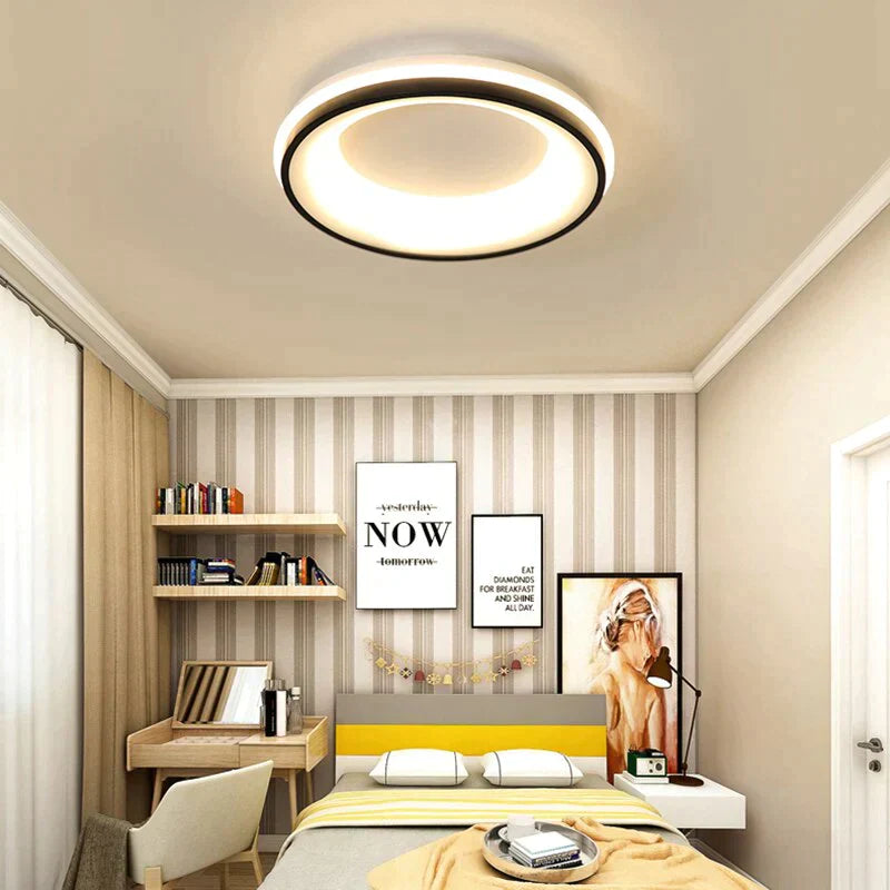 Black+White Finished Modern Led Ceiling Lights For Bedroom Study Room Living Square/Round Lamp