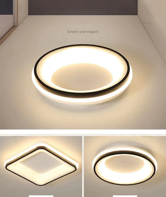 Black+White Finished Modern Led Ceiling Lights For Bedroom Study Room Living Room Square/Round Ceiling Lamp Fixtures