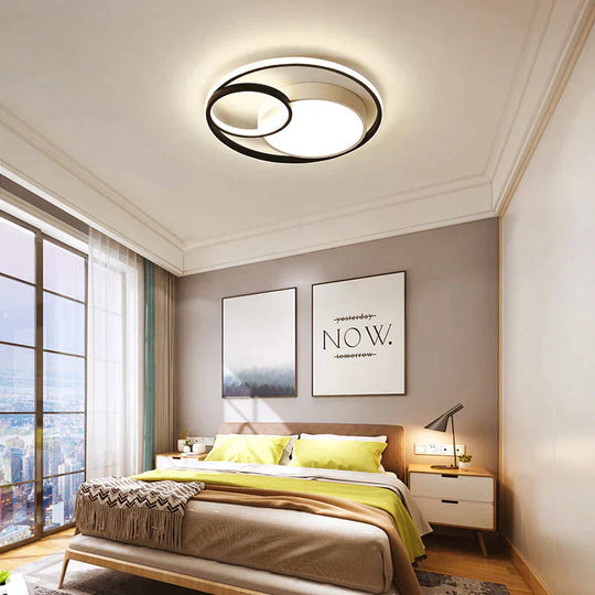 Ceiling Lamp Led Bedroom Simple Light Luxury Creative Warm Romantic Master Black+White / Dia40Cm