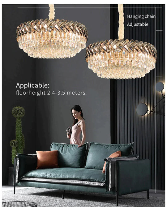 Clara - Round/Rectangle Crystal Chandelier