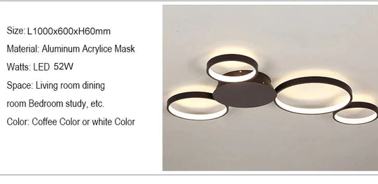 Coffee or White Finish Modern Led Ceiling Lights For Living Room Master Bedroom Home Deco Ceiling Lamp Fixtures