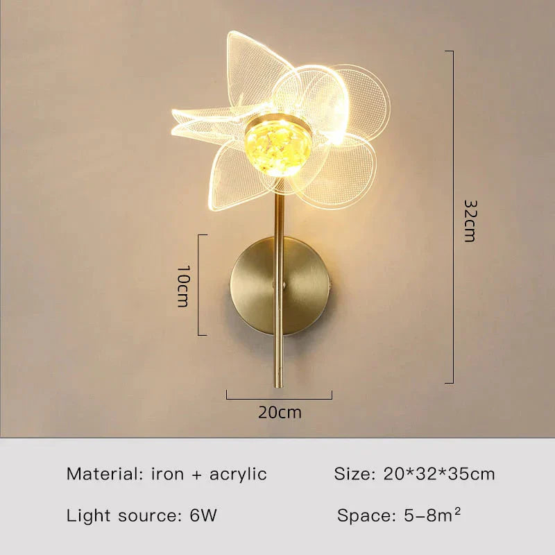 Creative Floral Decorative Gold LED Wall Lamp For Bedroom Bedside Living Room Lighting Fixture