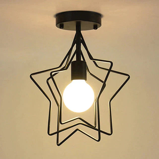 Creative Pentagram Iron Industrial wind Ceiling Light Retro circle E27 Black/Gold Ceiling Lamp For Restaurant Bar Coffee Shop