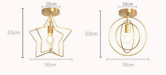 Creative Pentagram Iron Industrial wind Ceiling Light Retro circle E27 Black/Gold Ceiling Lamp For Restaurant Bar Coffee Shop