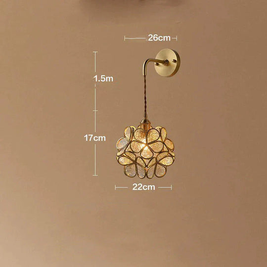 Creative Retro Pure Copper Petal Flower Bedside Bedroom Copper Wall Lamp House Coffee Shop Japanese Corridor Aisle Lamp