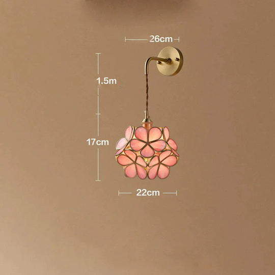 Creative Retro Pure Copper Petal Flower Bedside Bedroom Copper Wall Lamp House Coffee Shop Japanese Corridor Aisle Lamp