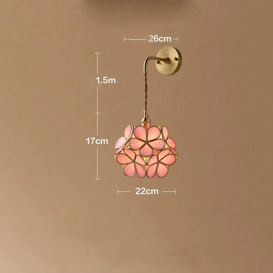 Creative Retro Pure Copper Petal Flower Bedside Bedroom Wall Lamp House Coffee Shop Japanese