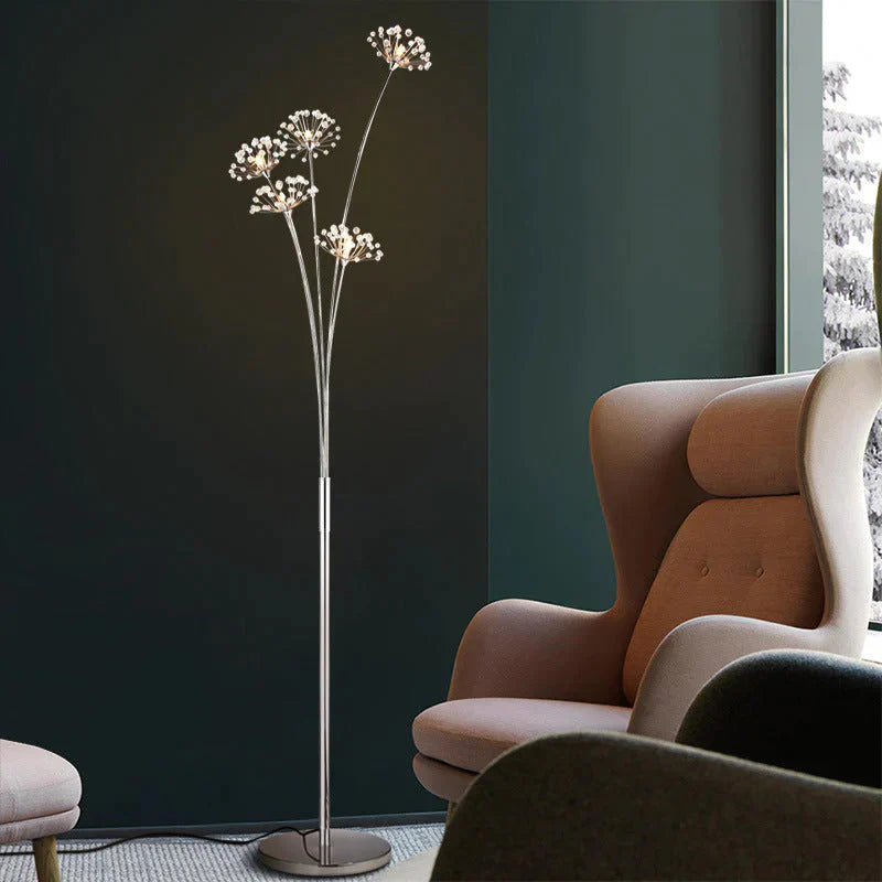 Dandelion Floor Lamp Ins Wind Minimalist Vertical Personality Living Room Bedroom Crystal Decorative Platform Lamp