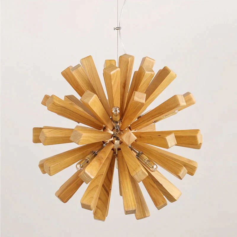 Dandelion Wooden Pendant Lights Hanging Solid Wood Lamps Dinning Room Restaurant Fixtures Indoor Decoration Pendant Lamp