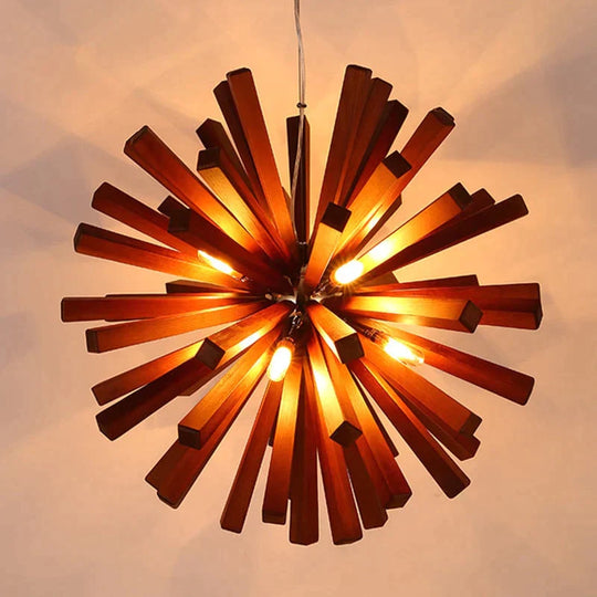 Dandelion Wooden Pendant Lights Hanging Solid Wood Lamps Dinning Room Restaurant Fixtures Indoor Decoration Pendant Lamp