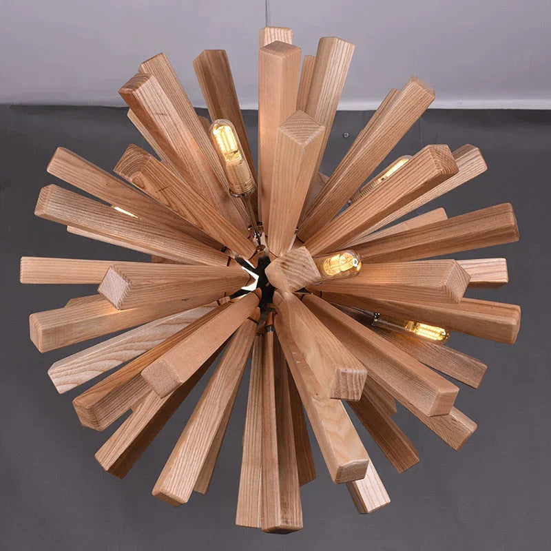 Dandelion Wooden Pendant Lights Hanging Solid Wood Lamps Dinning Room Restaurant Fixtures Indoor Decoration Pendant Lamp