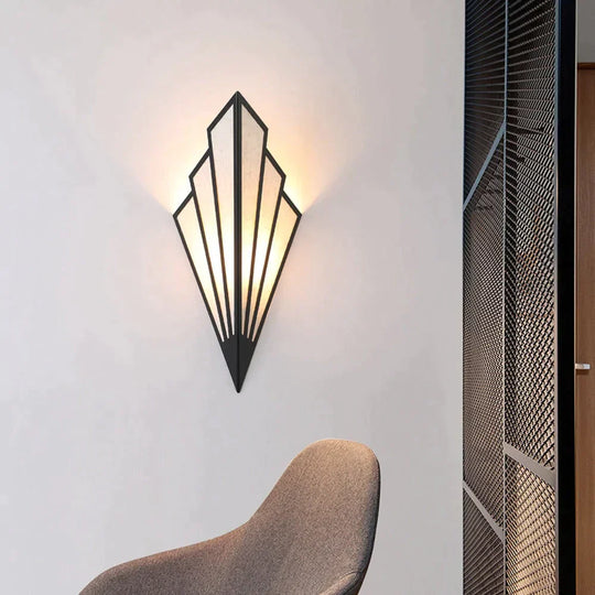 Diamond Shape Modern Wall Light Sconce For Bedroom Dining Room Black / Warm Light