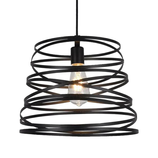 Elvio - Iron Spiral Spring Suspension Pendant Light Black / White For Kitchen Island Lamp Dining