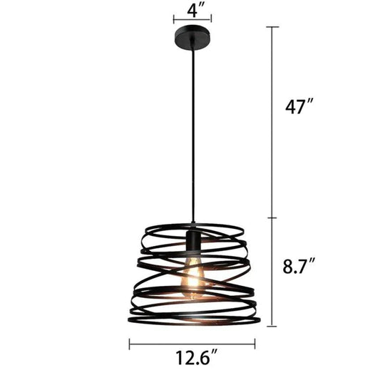 Elvio - Iron Spiral Spring Suspension Pendant Light Black / White For Kitchen Island Lamp Dining