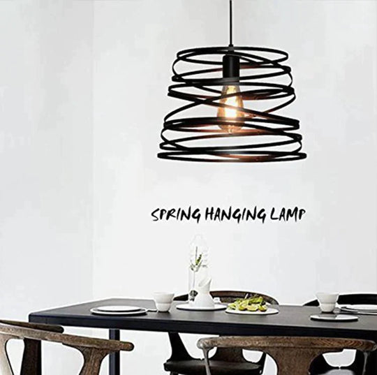 Elvio - Iron Spiral Spring Suspension Pendant Light Black / White For Kitchen Island Lamp Dining