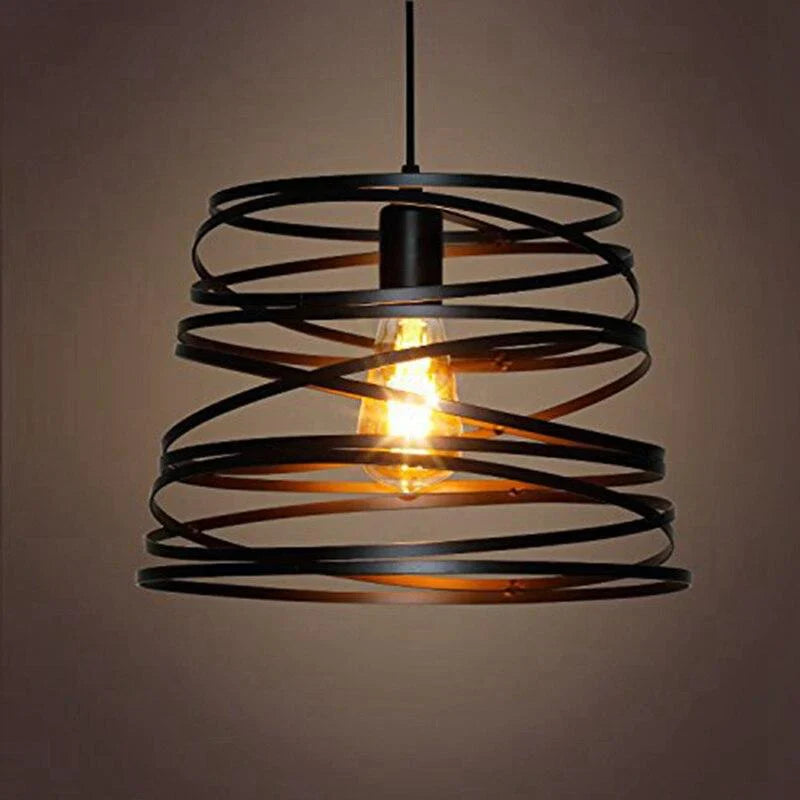 Elvio - Iron Spiral Spring Suspension Pendant Light Black / White For Kitchen Island Lamp Dining