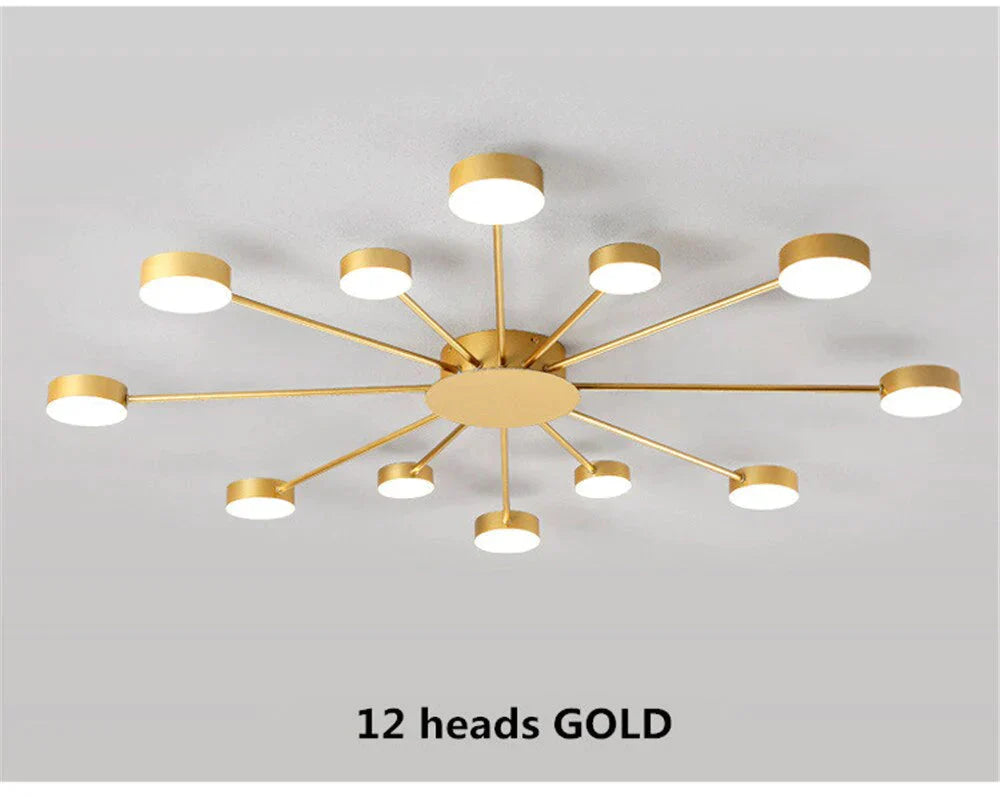 Europe Ceiling Lamp Contracted Modern 16 heads LED Gold Indoor Light Restaurant Living Room Bedroom Decoration Lighting Fixture