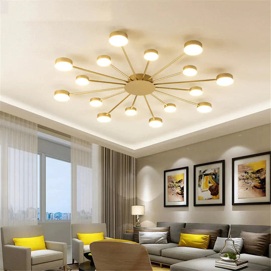 Europe Ceiling Lamp Contracted Modern 16 heads LED Gold Indoor Light Restaurant Living Room Bedroom Decoration Lighting Fixture