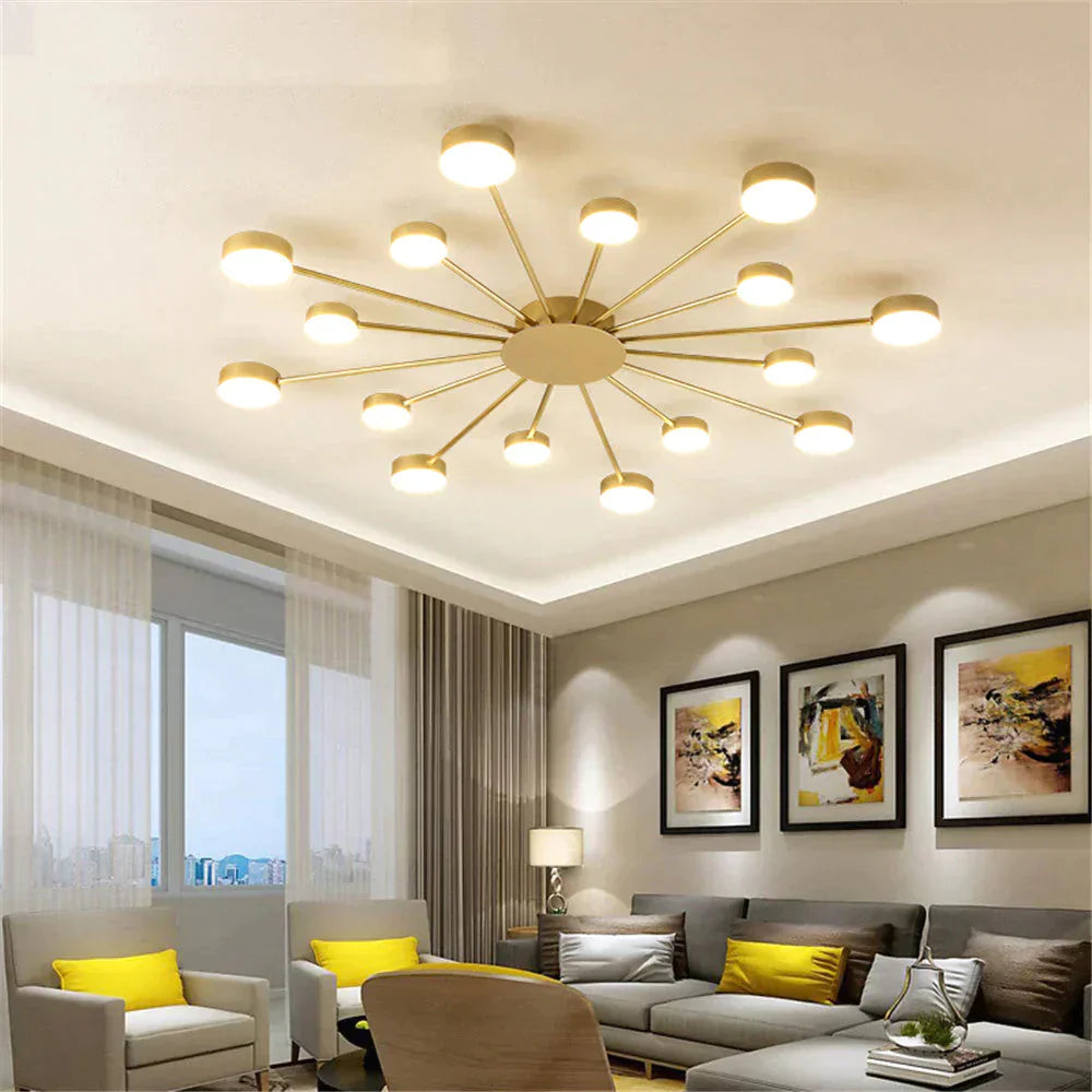 Europe Ceiling Lamp Contracted Modern 16 Heads Led Gold Indoor Light Restaurant Living Room Bedroom