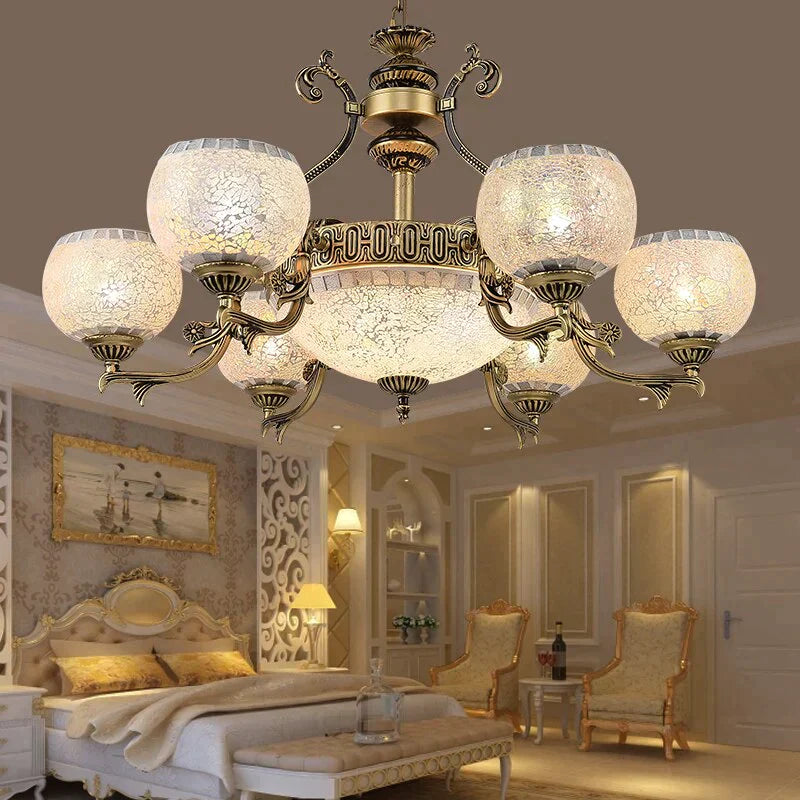 European Style Bronze Double Chandelier 3/5/6/8 Light For Living Room Ceiling