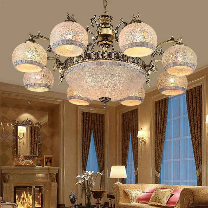 European Style Bronze Double Chandelier 3/5/6/8 Light For Living Room Ceiling