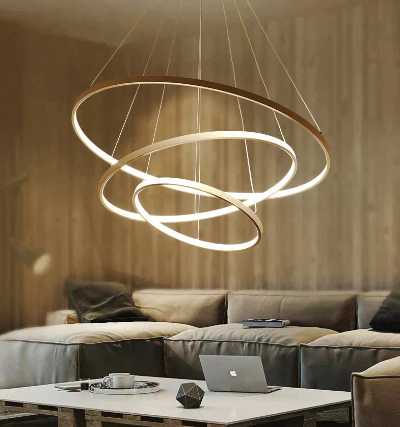 Modern Pendant Lights 4/3/2/1 Circle Rings Acrylic Aluminum LED Pendant Lamp for Living Room Dining Room