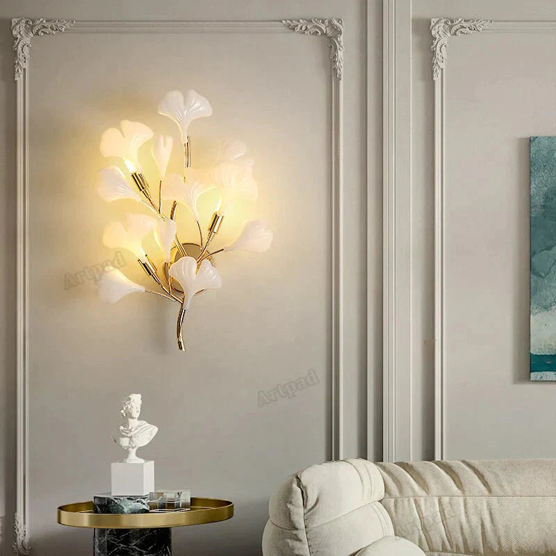 Flora - Modern Porcelain Leaves Wall Lights for Bedroom, living room Wall Decoration