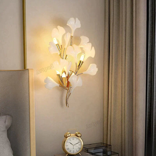 Flora - Modern Porcelain Leaves Wall Lights For Bedroom Living Room Decoration