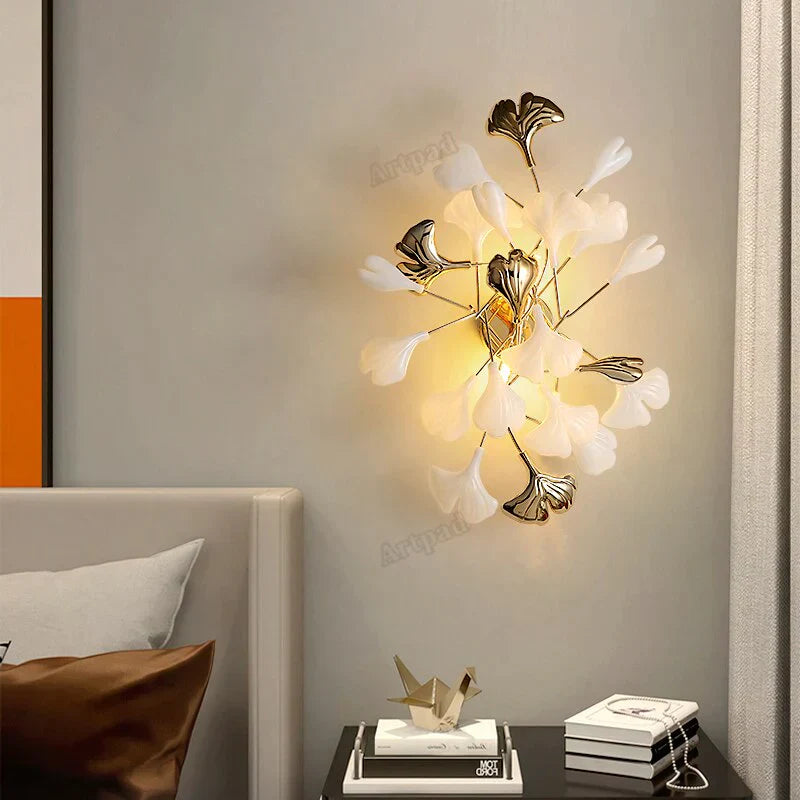 Flora - Modern Porcelain Leaves Wall Lights For Bedroom Living Room Decoration