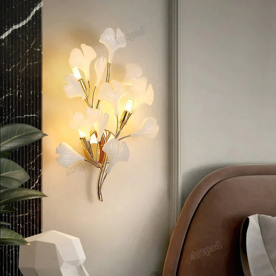 Flora - Modern Porcelain Leaves Wall Lights for Bedroom, living room Wall Decoration