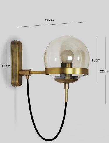 Glass Ball Magic Bean Copper Wall Lamp Creative Dining Room Living Room Bedroom Bedside Corridor Corridor Glass Ball Art Wall Lamp