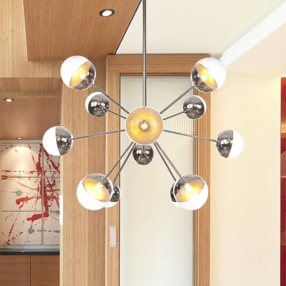 Globe Dining Room Semi Flush Mount Light With White/Clear/Smoke Grey Glass - 9/12/15 Lights