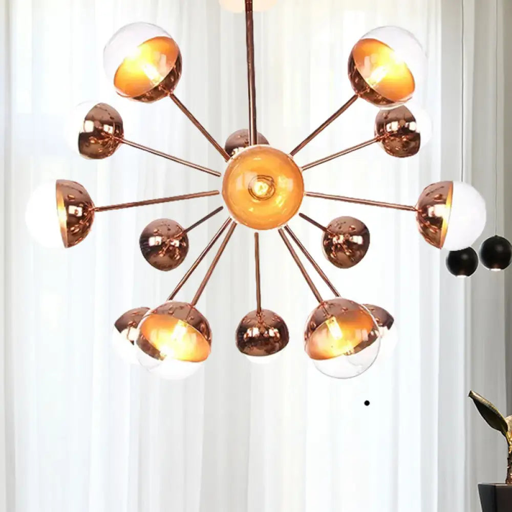 Globe Dining Room Semi Flush Mount Light With White/Clear/Smoke Grey Glass - 9/12/15 Lights