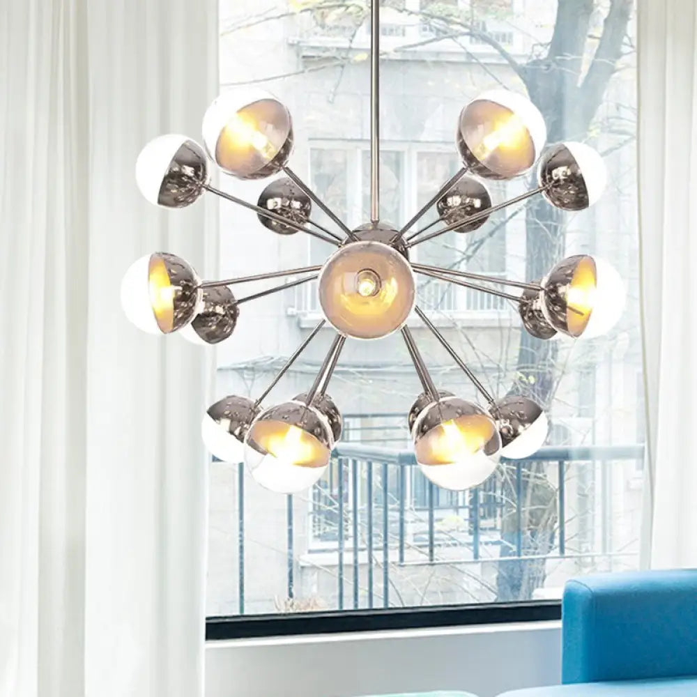 Globe Dining Room Semi Flush Mount Light With White/Clear/Smoke Grey Glass - 9/12/15 Lights