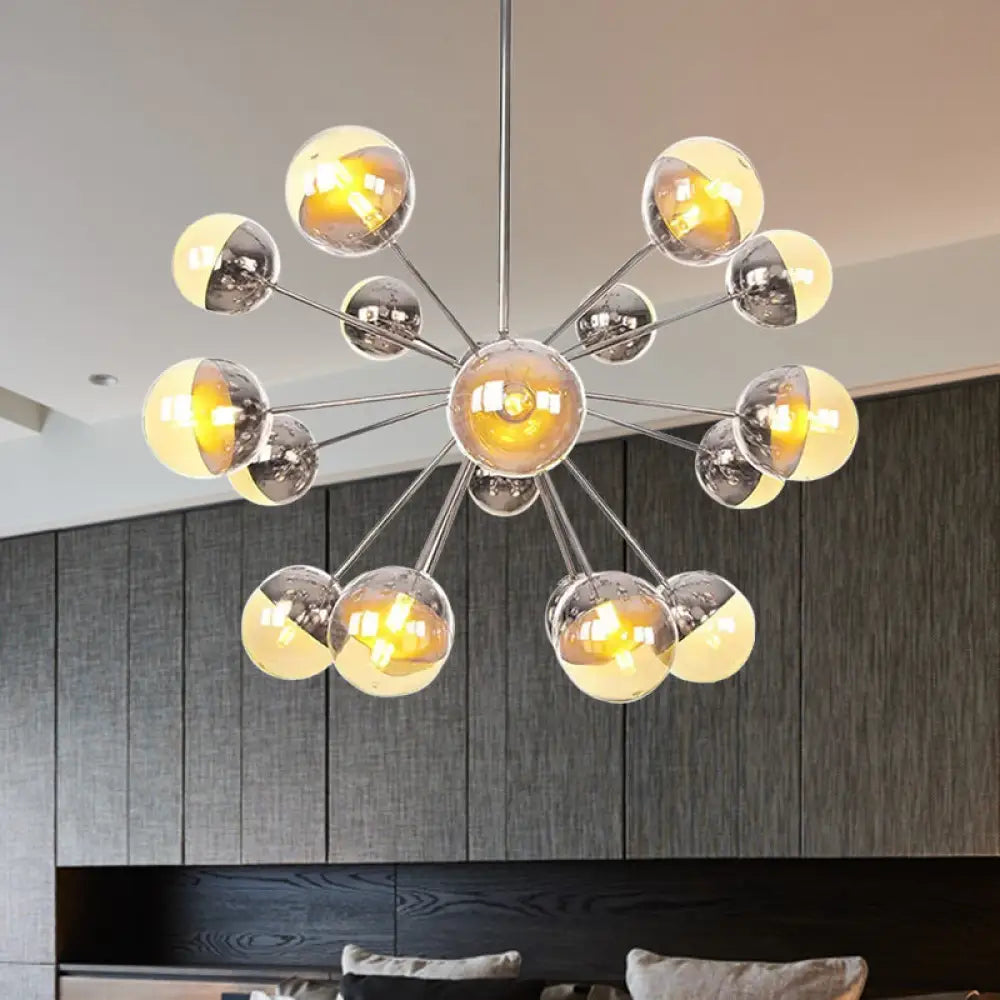 Globe Dining Room Semi Flush Mount Light With White/Clear/Smoke Grey Glass - 9/12/15 Lights