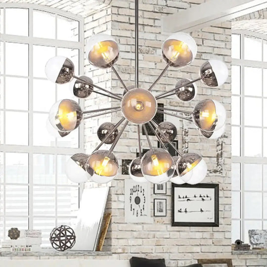 Globe Dining Room Semi Flush Mount Light With White/Clear/Smoke Grey Glass - 9/12/15 Lights