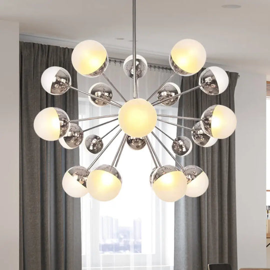 Globe Dining Room Semi Flush Mount Light With White/Clear/Smoke Grey Glass - 9/12/15 Lights