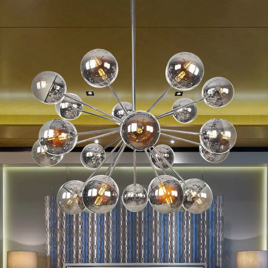 Globe Dining Room Semi Flush Mount Light With White/Clear/Smoke Grey Glass - 9/12/15 Lights