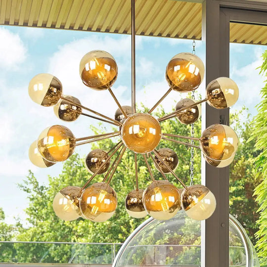 Globe Dining Room Semi Flush Mount Light With White/Clear/Smoke Grey Glass - 9/12/15 Lights