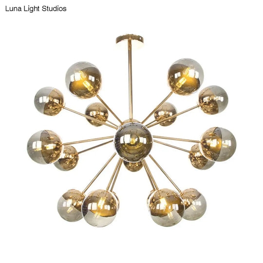 Globe Dining Room Semi Flush Mount Light With White/Clear/Smoke Grey Glass - 9/12/15 Lights