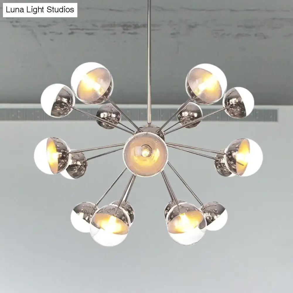 Globe Dining Room Semi Flush Mount Light With White/Clear/Smoke Grey Glass - 9/12/15 Lights