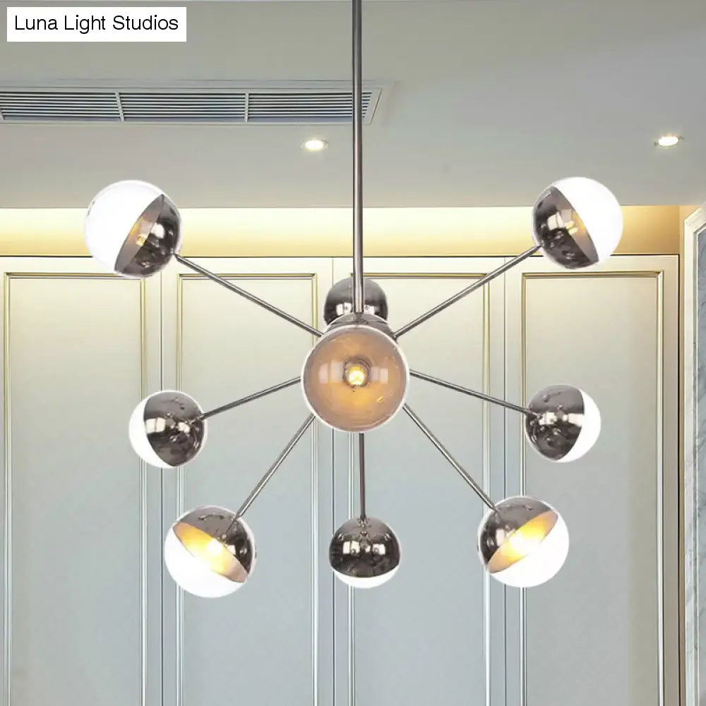 Globe Dining Room Semi Flush Mount Light With White/Clear/Smoke Grey Glass - 9/12/15 Lights