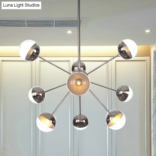 Globe Dining Room Semi Flush Mount Light With White/Clear/Smoke Grey Glass - 9/12/15 Lights