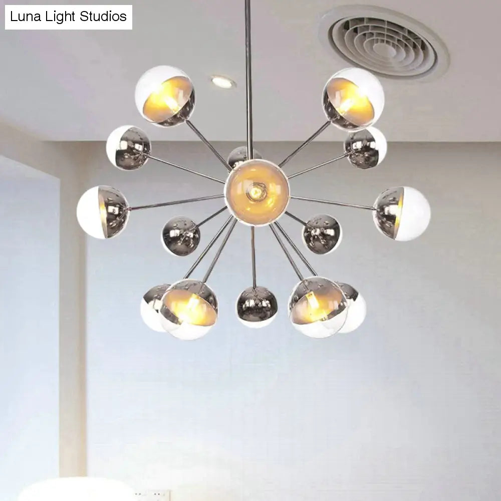 Globe Dining Room Semi Flush Mount Light With White/Clear/Smoke Grey Glass - 9/12/15 Lights