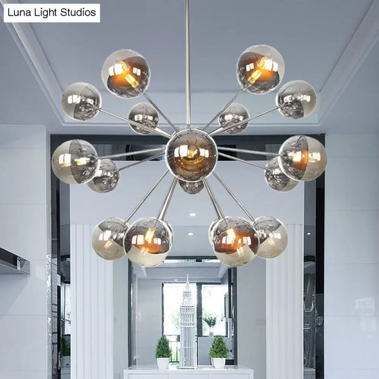 Globe Dining Room Semi Flush Mount Light With White/Clear/Smoke Grey Glass - 9/12/15 Lights