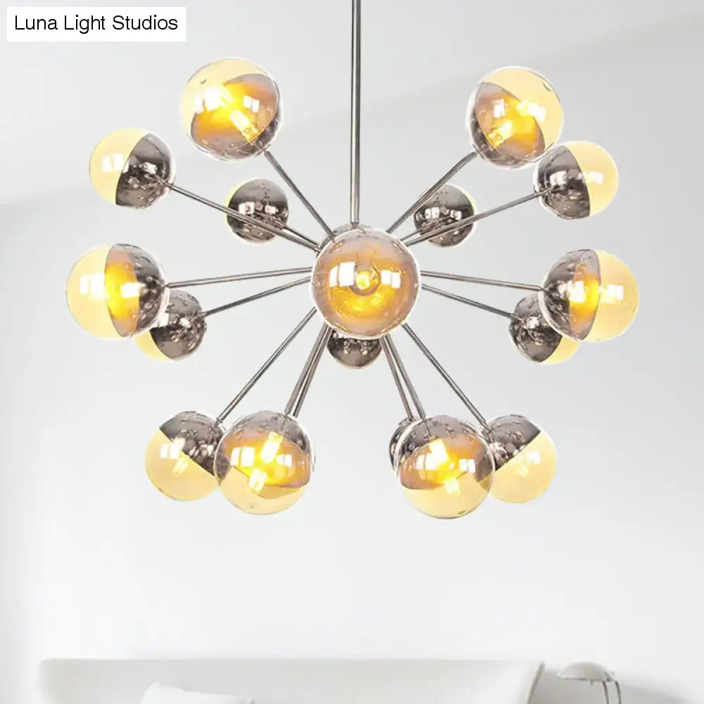 Globe Dining Room Semi Flush Mount Light With White/Clear/Smoke Grey Glass - 9/12/15 Lights