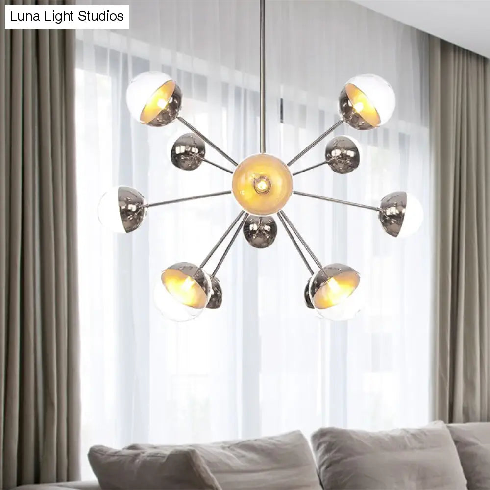 Globe Dining Room Semi Flush Mount Light With White/Clear/Smoke Grey Glass - 9/12/15 Lights