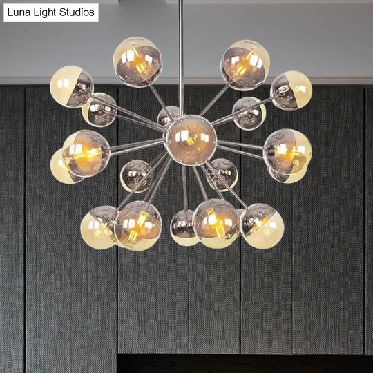 Globe Dining Room Semi Flush Mount Light With White/Clear/Smoke Grey Glass - 9/12/15 Lights