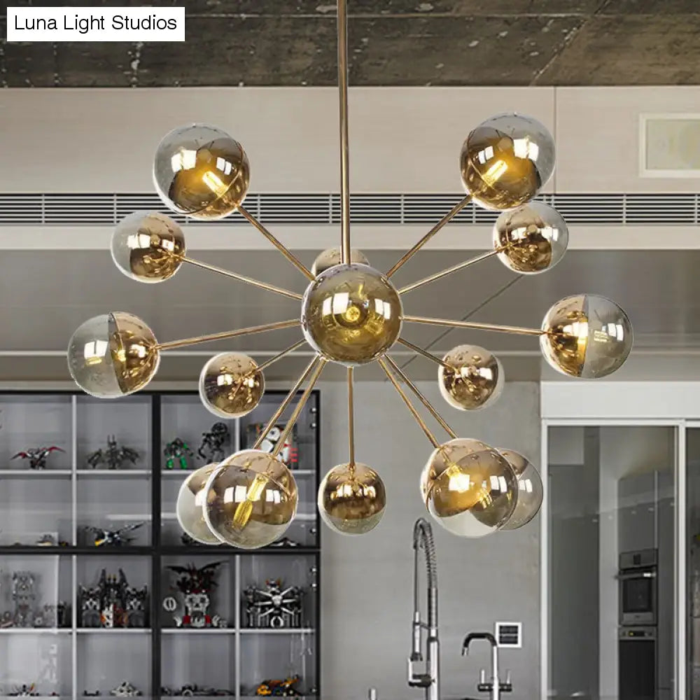 Globe Dining Room Semi Flush Mount Light With White/Clear/Smoke Grey Glass - 9/12/15 Lights