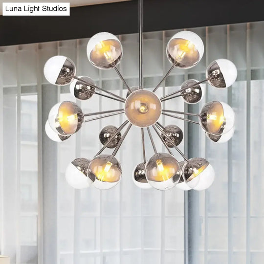 Globe Dining Room Semi Flush Mount Light With White/Clear/Smoke Grey Glass - 9/12/15 Lights